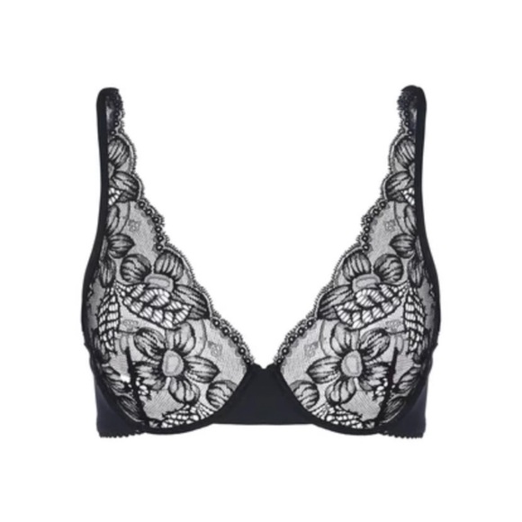 La Perla Other - LA PERLA Floral Black Underwired Bra In Lycra With Leavers Lace
